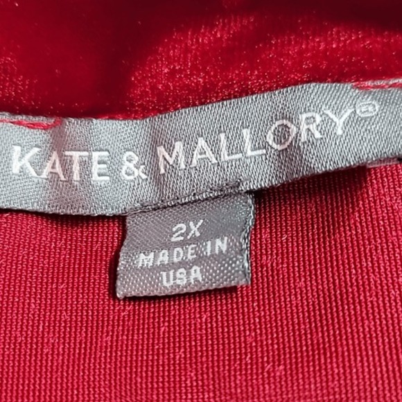 Kate & Mallory Red Velour Cold Shoulder Top - Picture 10 of 12